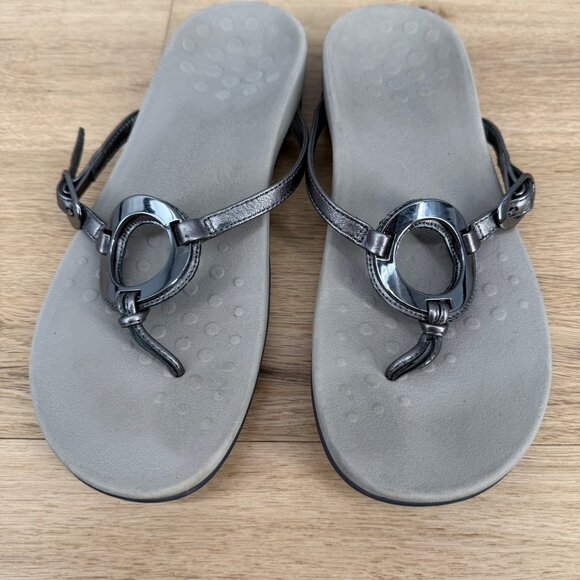 Vionic Rest Karina Backstrap Thong Sandal Size 10 Pewter Silver Supportive Comfy - Picture 3 of 13